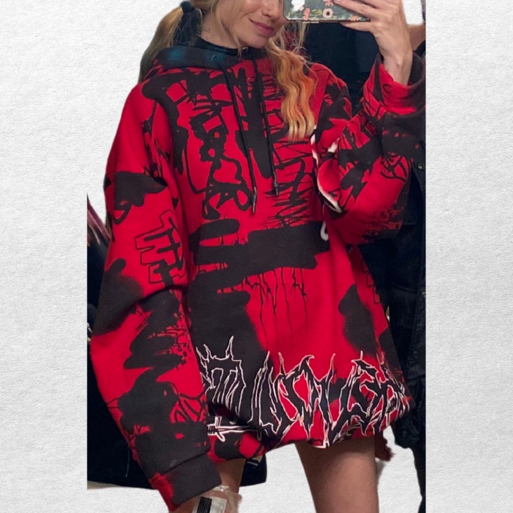 Jaded London Graffiti Print Oversized Hoodie